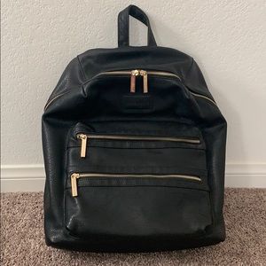 The Honest Company Black Leather Diaper Backpack